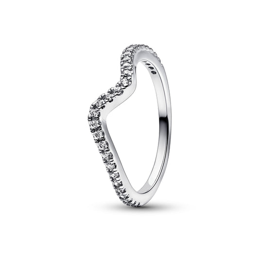 Pandora Silver Sparkling Wave Ring
