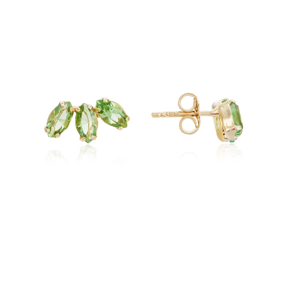 Argento Recycled Gold & Green Crystal Cluster Earrings