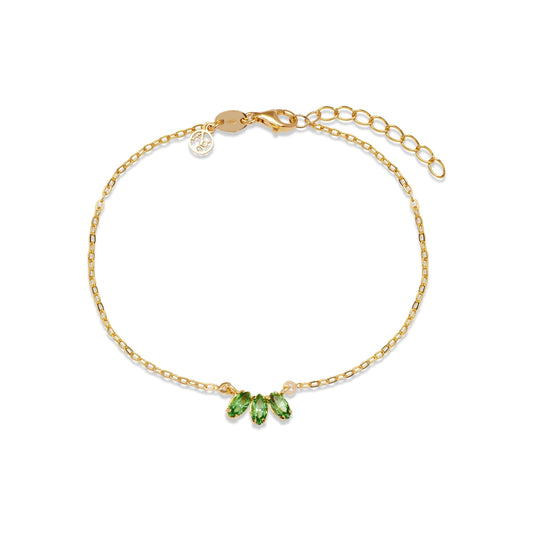 Argento Recycled Gold & Green Crystal Cluster Bracelet