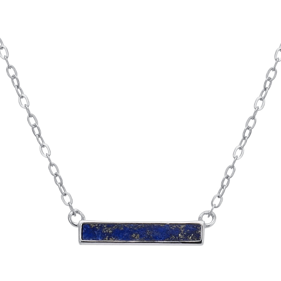 Argento Silver Rectangle Blue Necklace