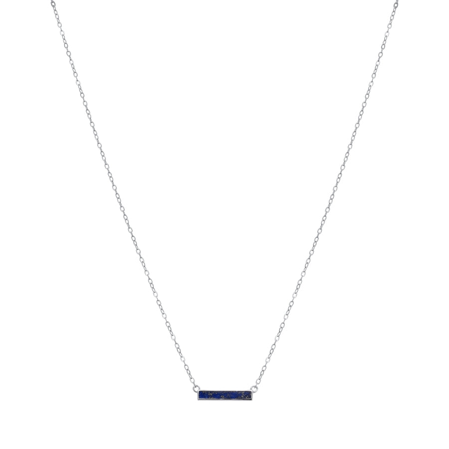 Argento Silver Rectangle Blue Necklace