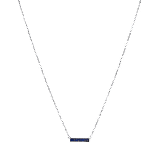 Argento Silver Rectangle Blue Necklace