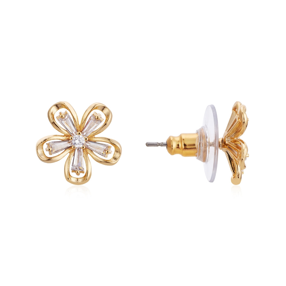 August Woods Gold Floral Crystal Stud Earrings