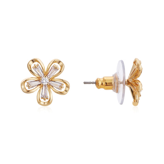 August Woods Gold Floral Crystal Stud Earrings