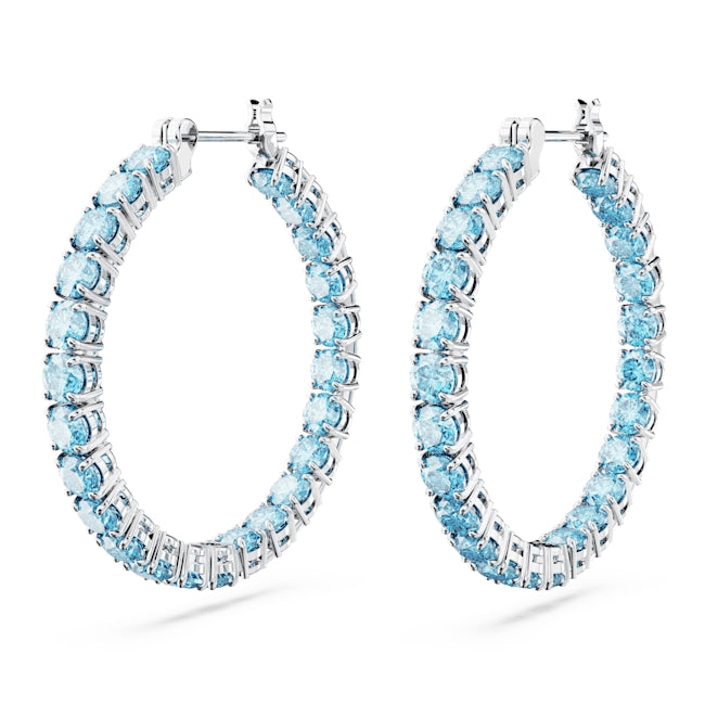 Swarovski Matrix Blue Hoop Earrings