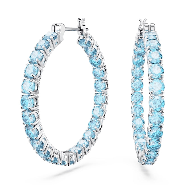 Swarovski Matrix Blue Hoop Earrings