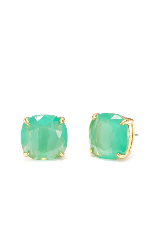 Kate Spade New York Gold Small Green Square Earrings 