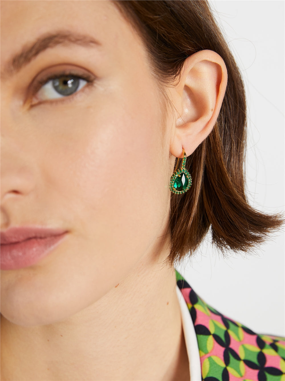 Kate Spade New York Gold & Green Teardrop Halo Drop Earrings