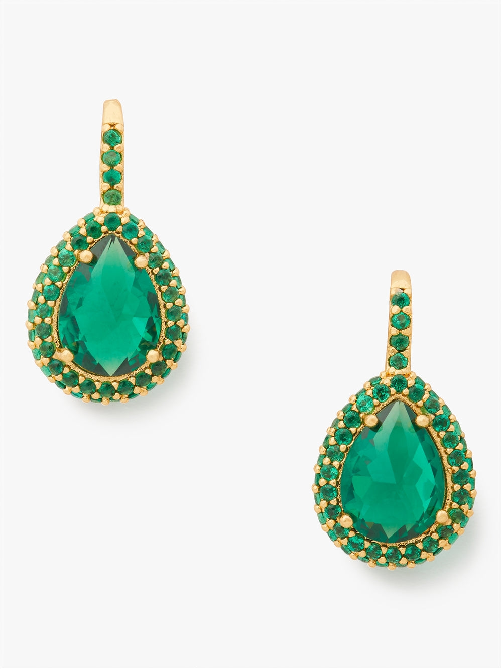 Kate Spade New York Gold & Green Teardrop Halo Drop Earrings