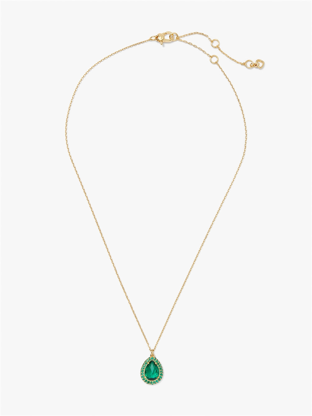 Kate Spade New York Gold & Green Teardrop Halo Necklace