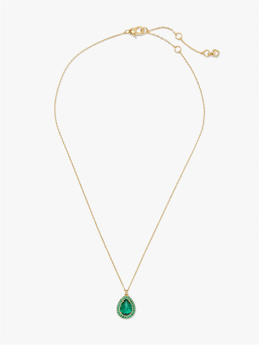 Kate Spade New York Gold & Green Teardrop Halo Necklace