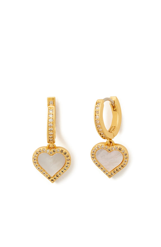 Kate Spade New York Gold Mother Of Pearl Heart Huggie Earrings
