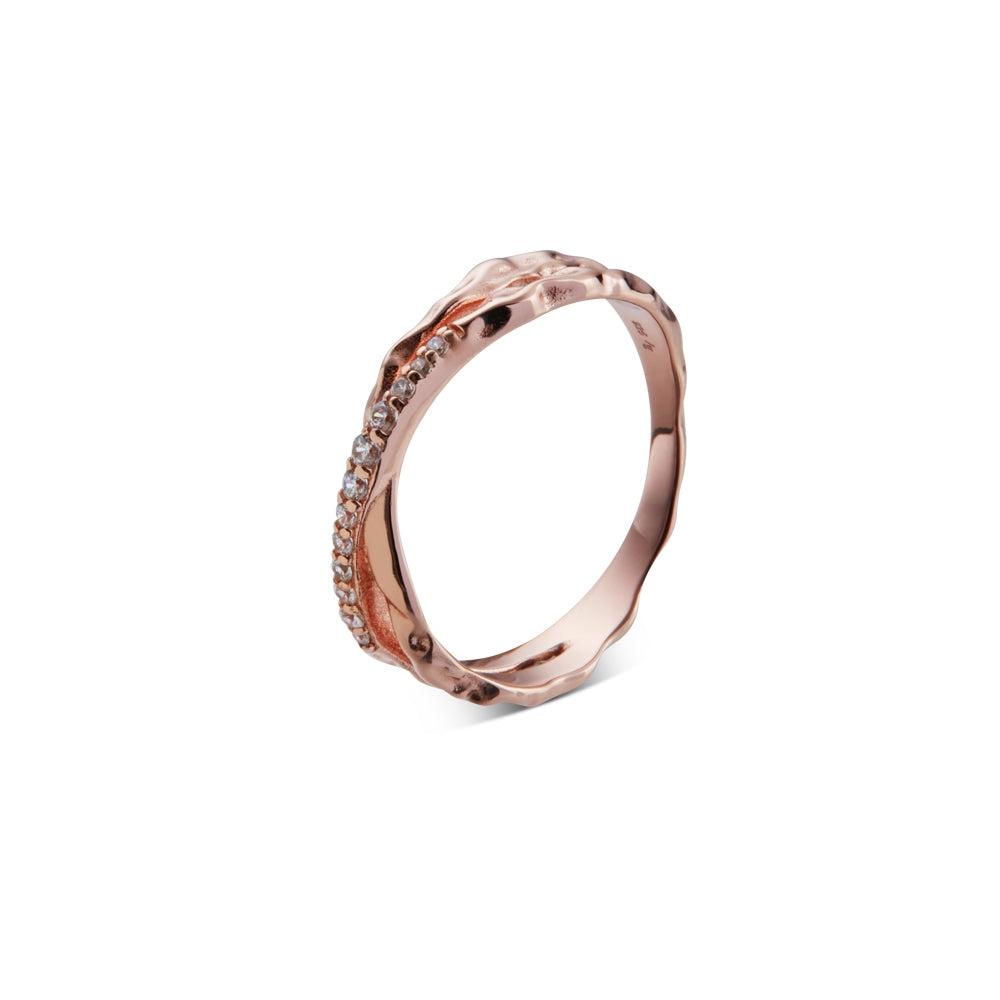 Argento Rose Gold Double Layer Organic Crystal Ring