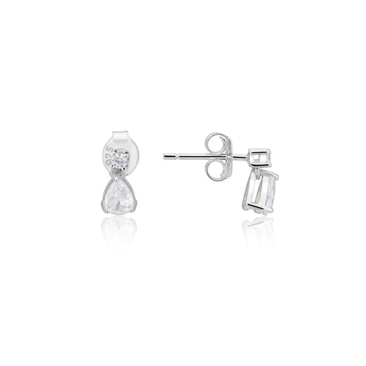 Argento Silver Crystal Pear Drop Stud Earrings