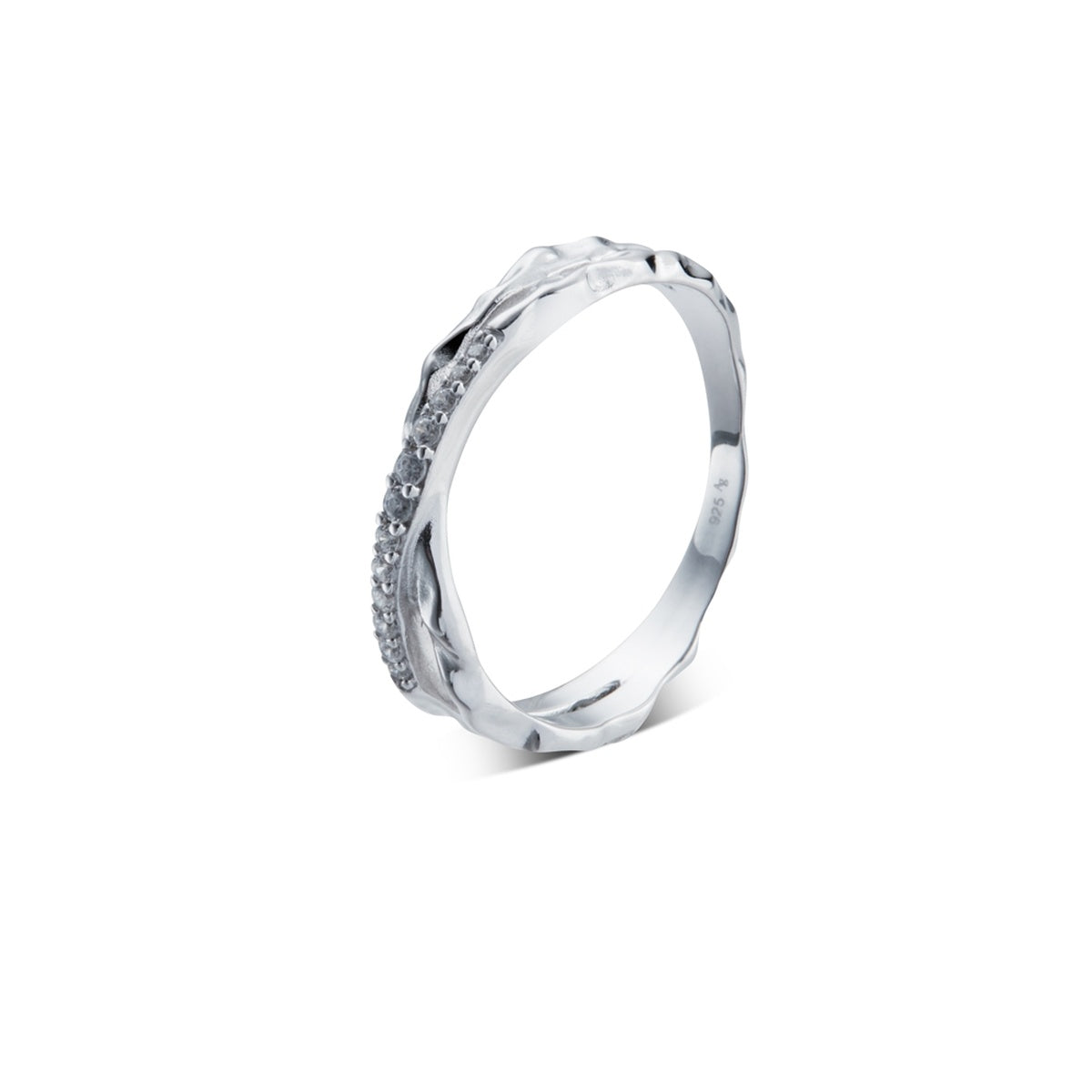 Argento Silver Double Layer Organic Crystal Ring