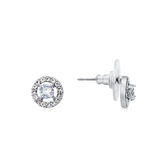 August Woods Silver Crystal Halo Circle Earrings