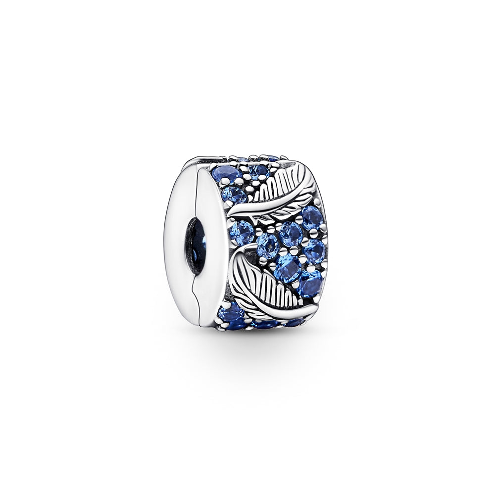 Pandora Curved Feather & Crystal Clip Charm