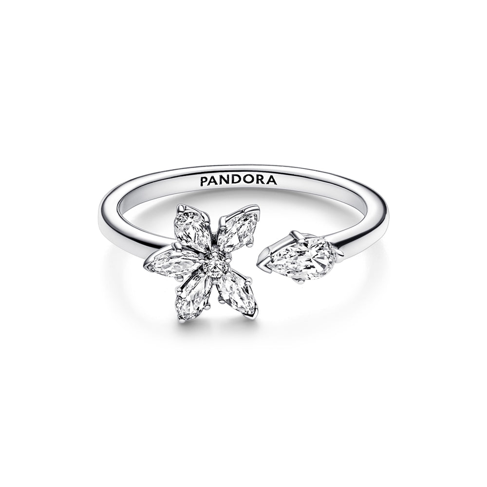Pandora Sparkling Herbarium Cluster Open Ring