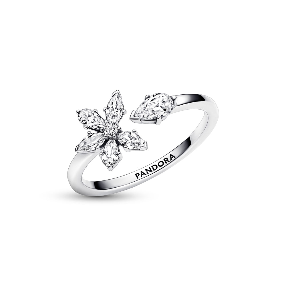 Pandora Sparkling Herbarium Cluster Open Ring