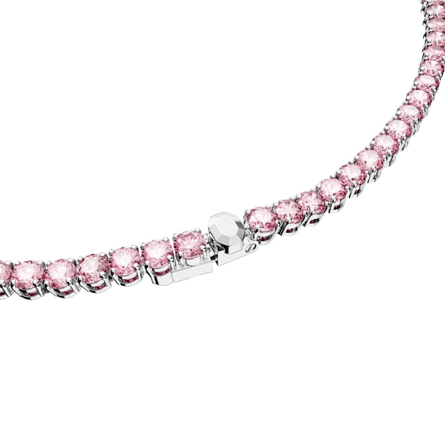 Swarovski Matrix Round Pink Tennis Necklace
