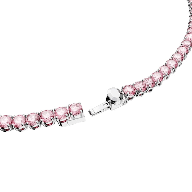 Swarovski Matrix Round Pink Tennis Necklace