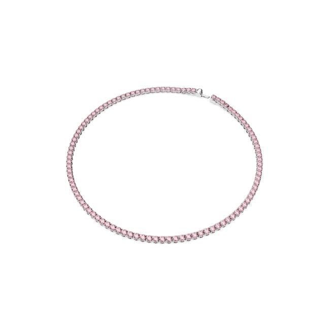 Swarovski Matrix Round Pink Tennis Necklace