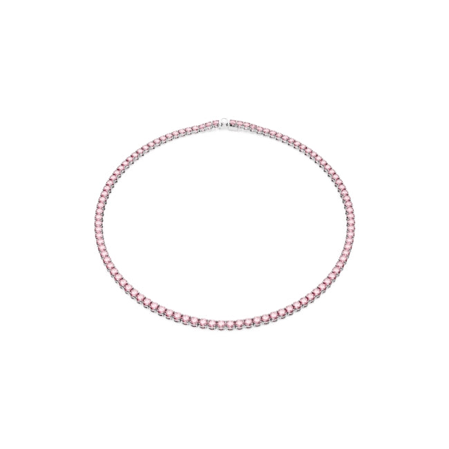Swarovski Matrix Round Pink Tennis Necklace