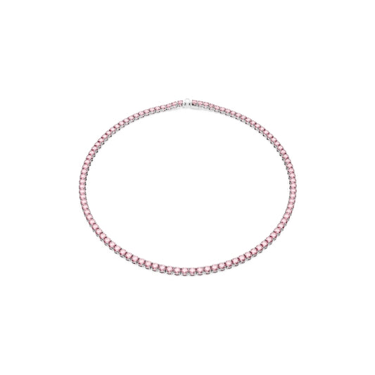 Swarovski Matrix Round Pink Tennis Necklace