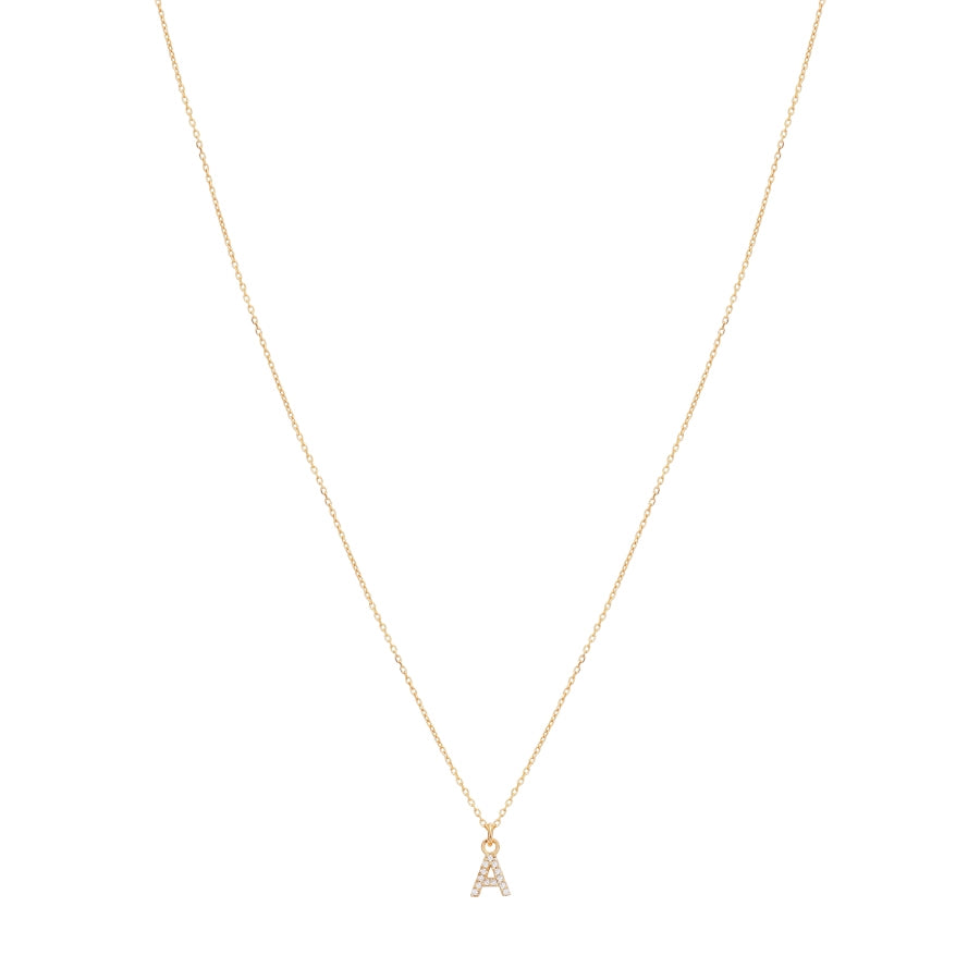 Argento Recycled Gold Letter Cubic Zirconia Necklace