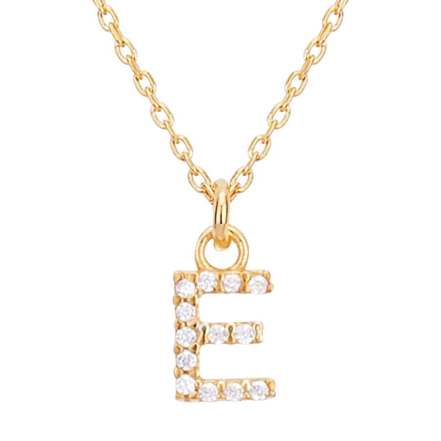 Argento Recycled Gold Letter Cubic Zirconia Necklace