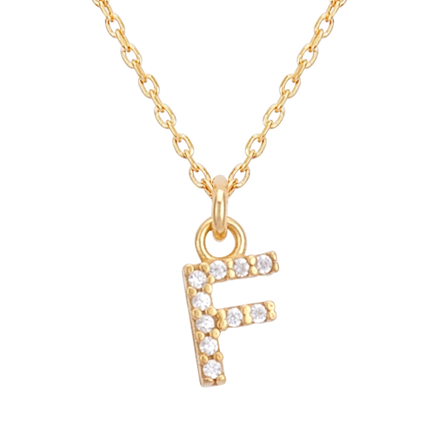 Argento Recycled Gold Letter Cubic Zirconia Necklace