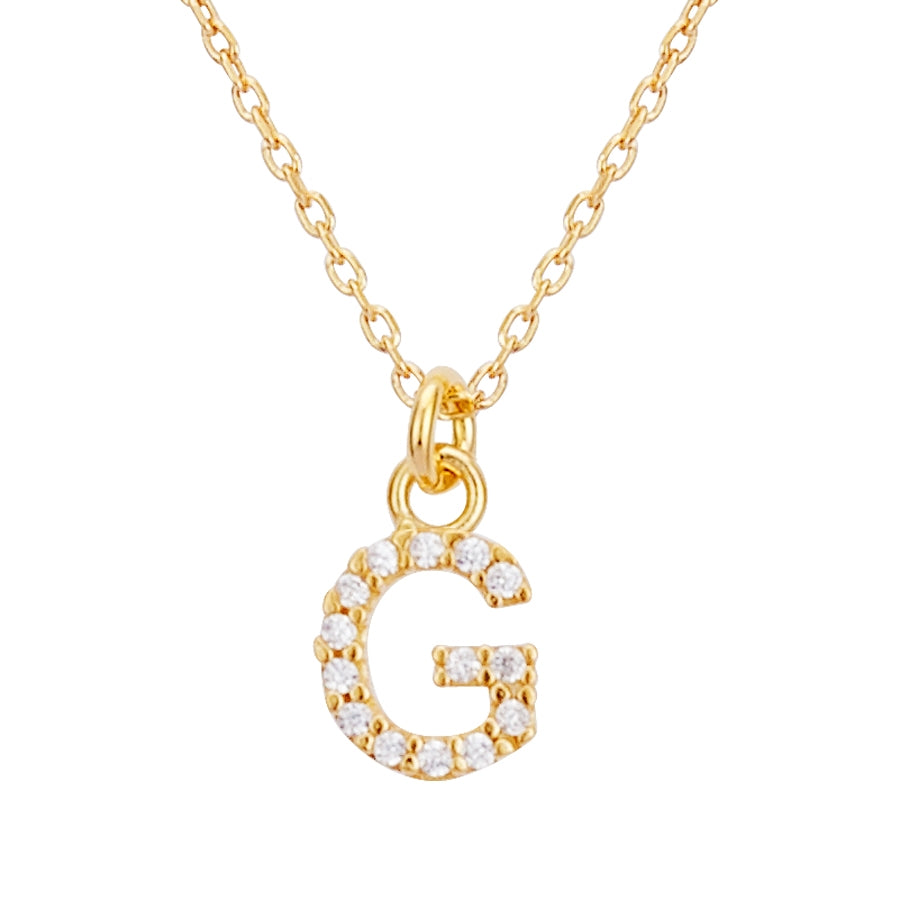 Argento Recycled Gold Letter Cubic Zirconia Necklace