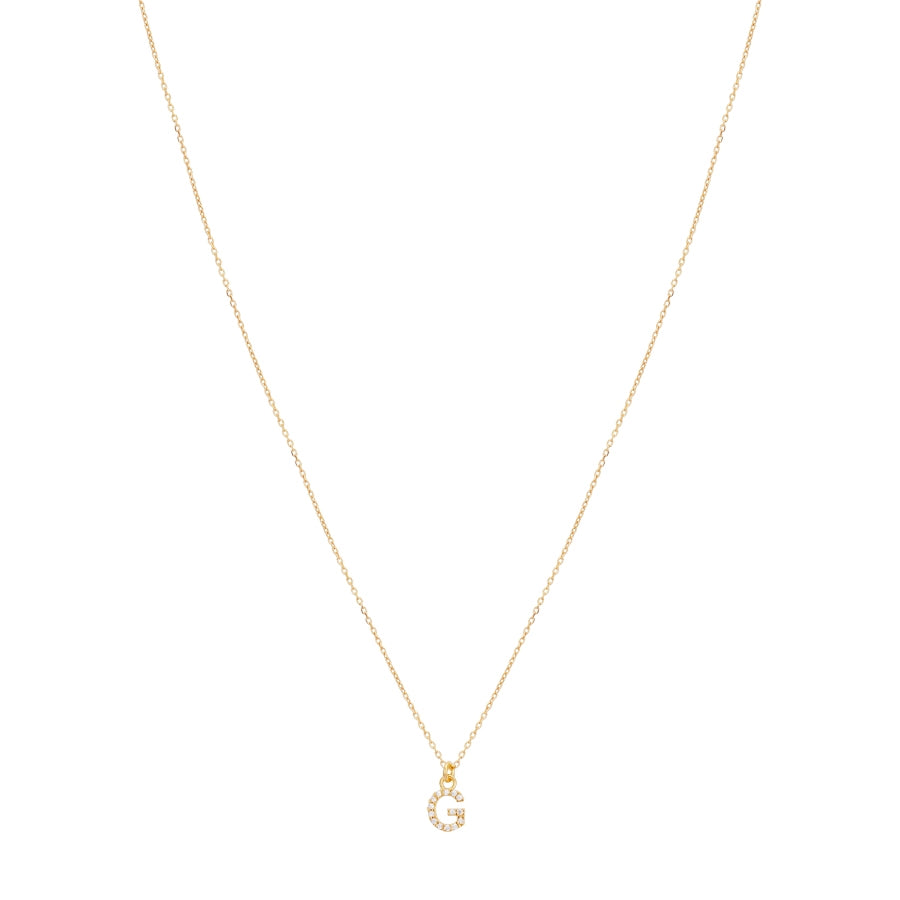 Argento Recycled Gold Letter Cubic Zirconia Necklace