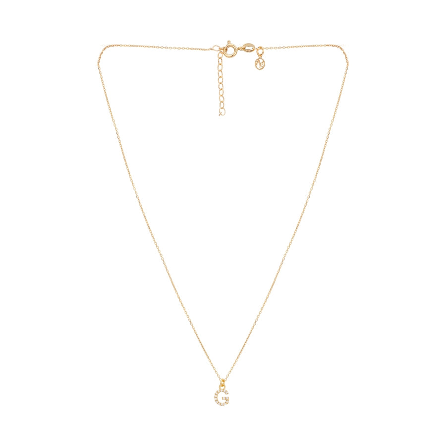 Argento Recycled Gold Letter Cubic Zirconia Necklace