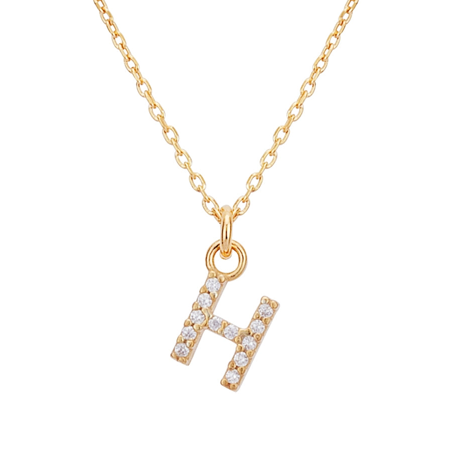Argento Recycled Gold Letter Cubic Zirconia Necklace