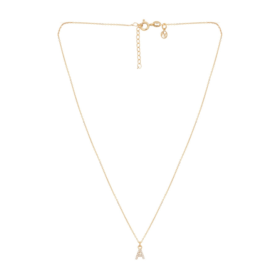 Argento Recycled Gold Letter Cubic Zirconia Necklace