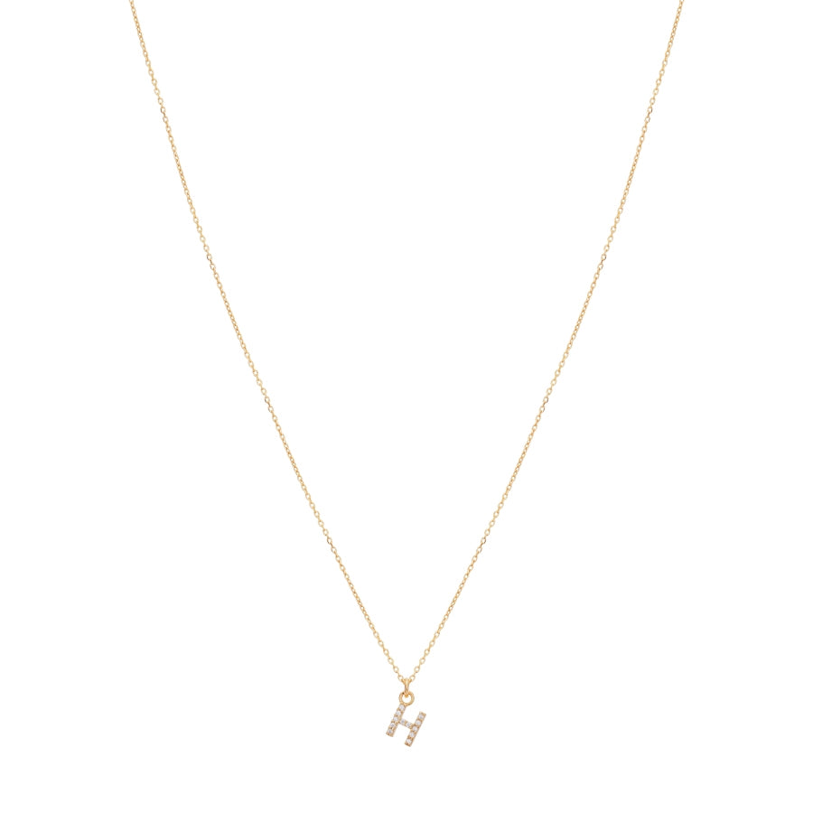 Argento Recycled Gold Letter Cubic Zirconia Necklace