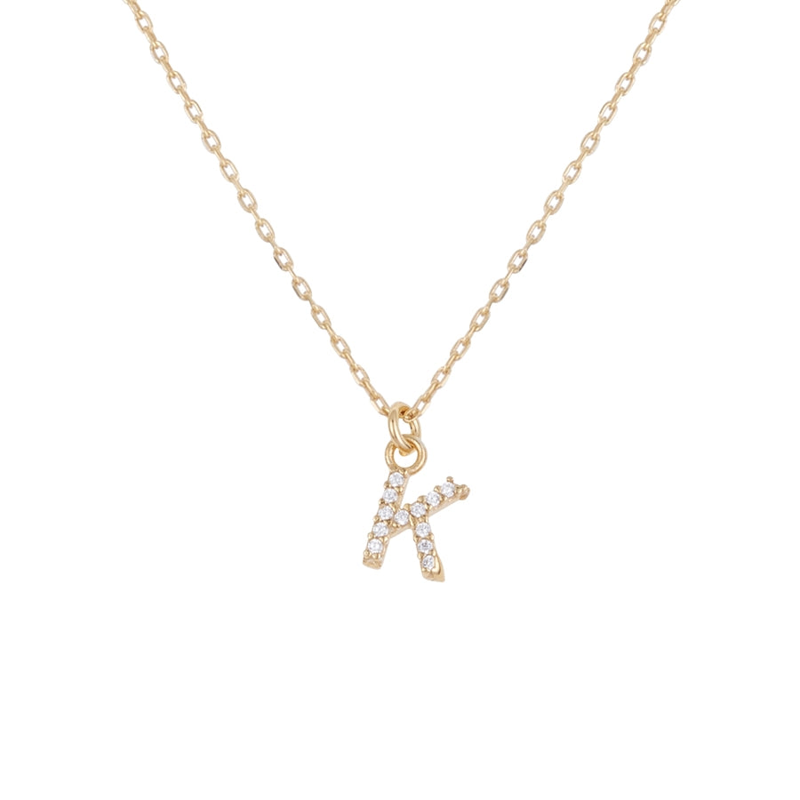 Argento Recycled Gold Letter Cubic Zirconia Necklace