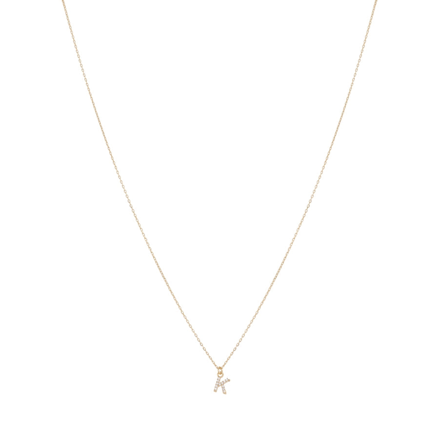 Argento Recycled Gold Letter Cubic Zirconia Necklace