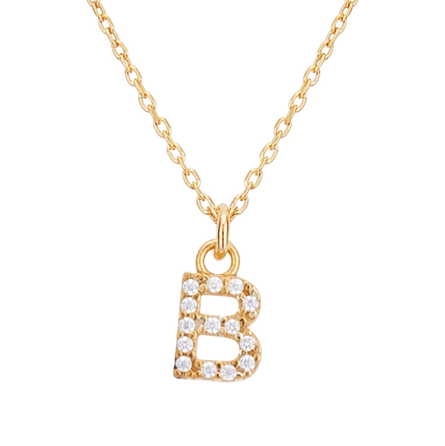 Argento Recycled Gold Letter Cubic Zirconia Necklace