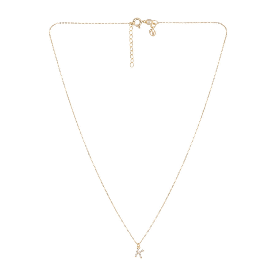 Argento Recycled Gold Letter Cubic Zirconia Necklace
