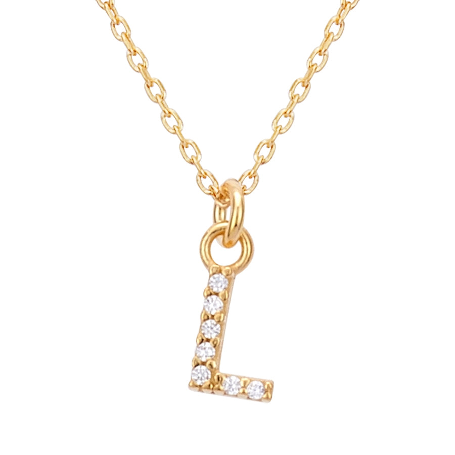 Argento Recycled Gold Letter Cubic Zirconia Necklace