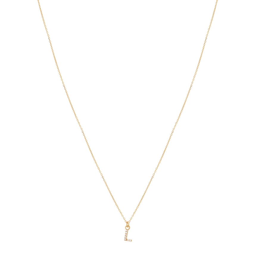 Argento Recycled Gold Letter Cubic Zirconia Necklace