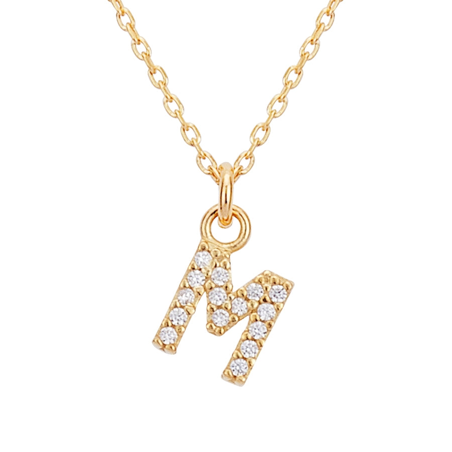 Argento Recycled Gold Letter Cubic Zirconia Necklace
