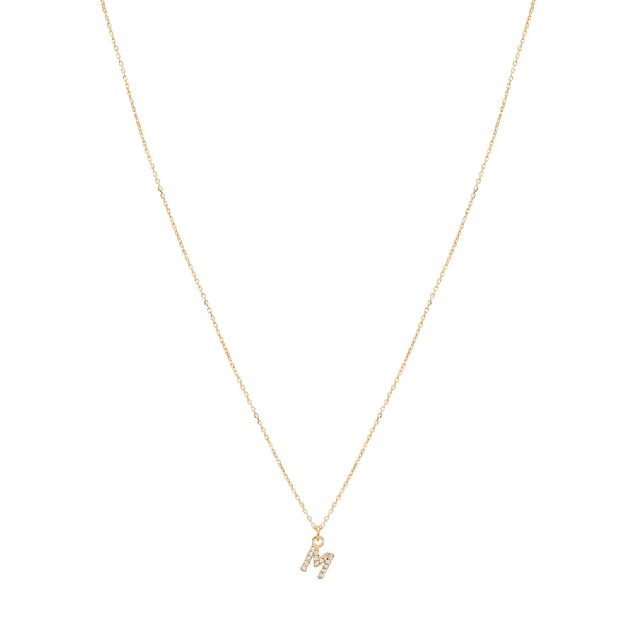 Argento Recycled Gold Letter Cubic Zirconia Necklace