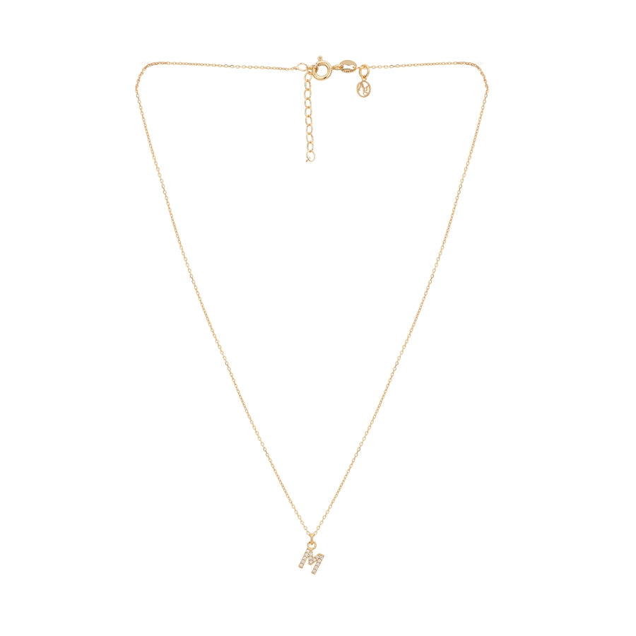 Argento Recycled Gold Letter Cubic Zirconia Necklace