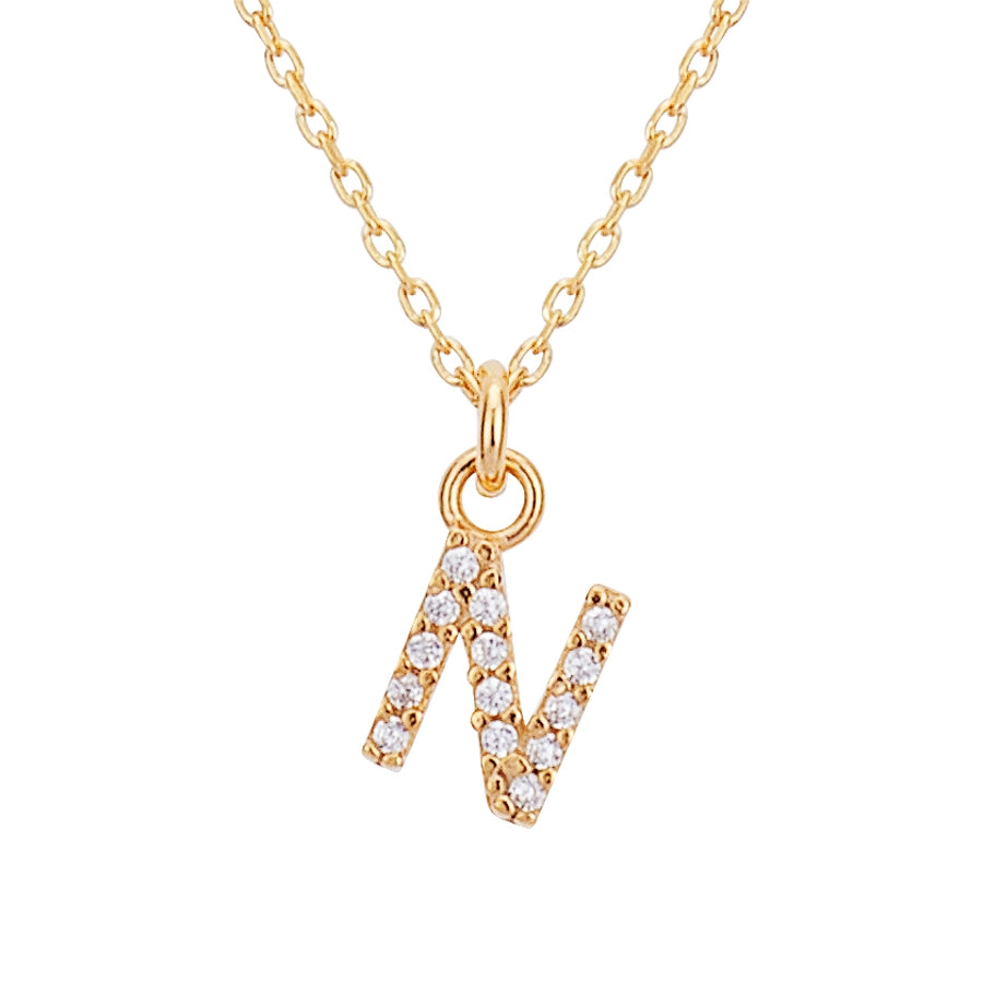 Argento Recycled Gold Letter Cubic Zirconia Necklace