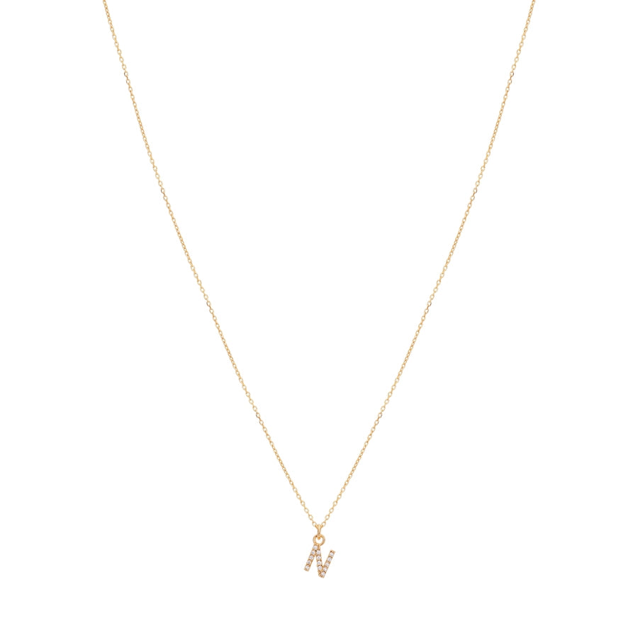 Argento Recycled Gold Letter Cubic Zirconia Necklace