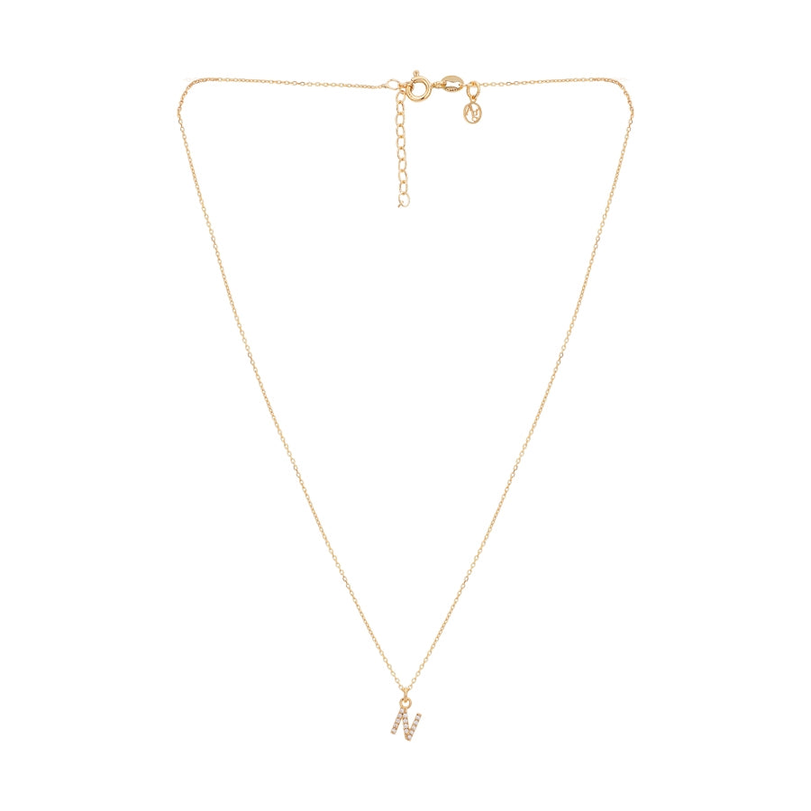 Argento Recycled Gold Letter Cubic Zirconia Necklace