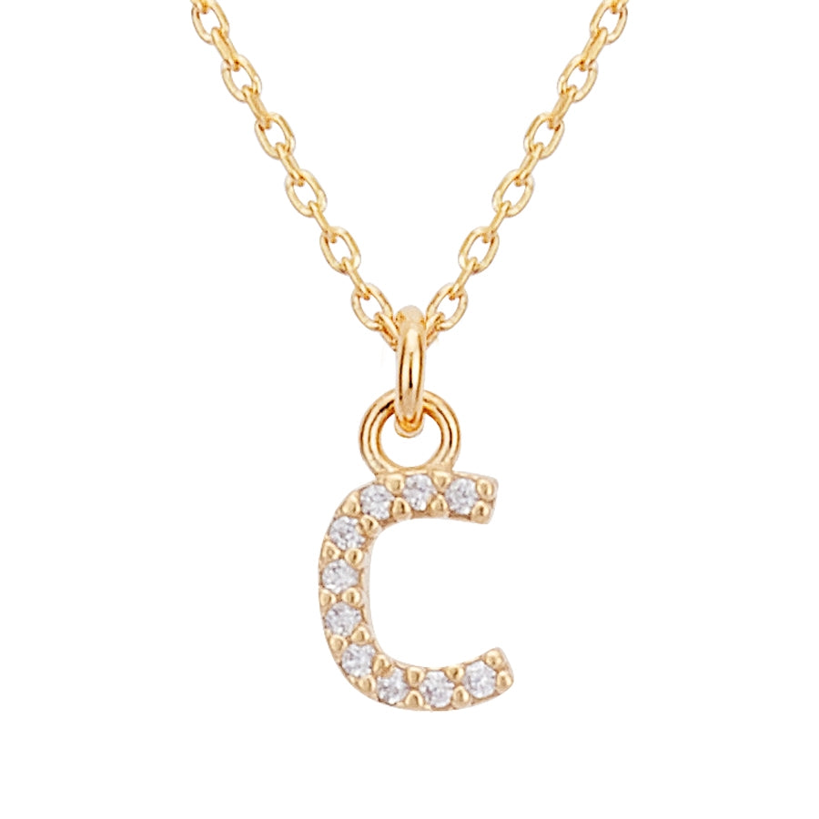 Argento Recycled Gold Letter Cubic Zirconia Necklace